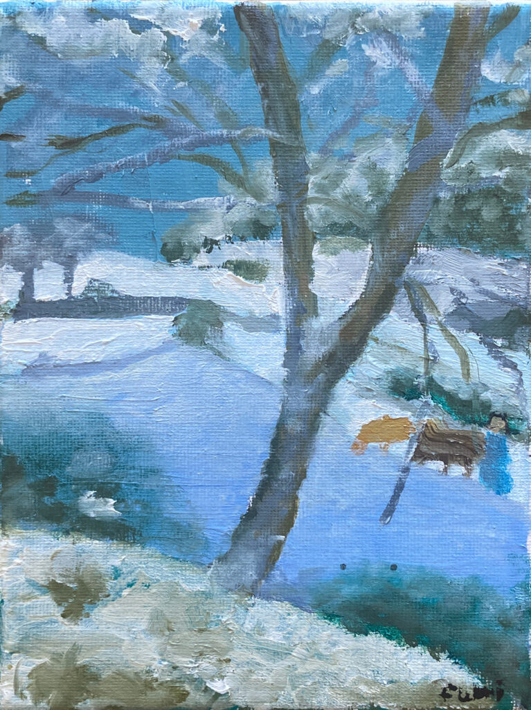 「モンフーコーの冬の池、雪の効果（ピサロの模写）」作品画像