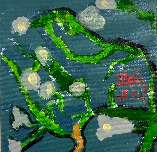 「ゴッホによせて「花咲くアーモンドの木の枝」」作品画像