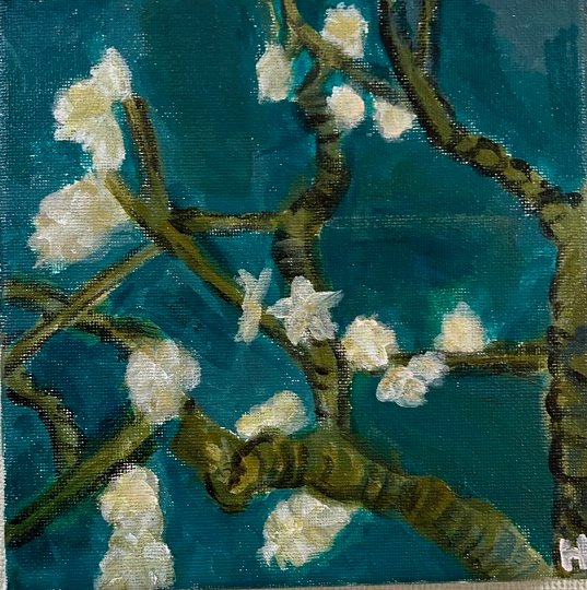 「ゴッホによせて「花咲くアーモンドの木の枝」」作品画像