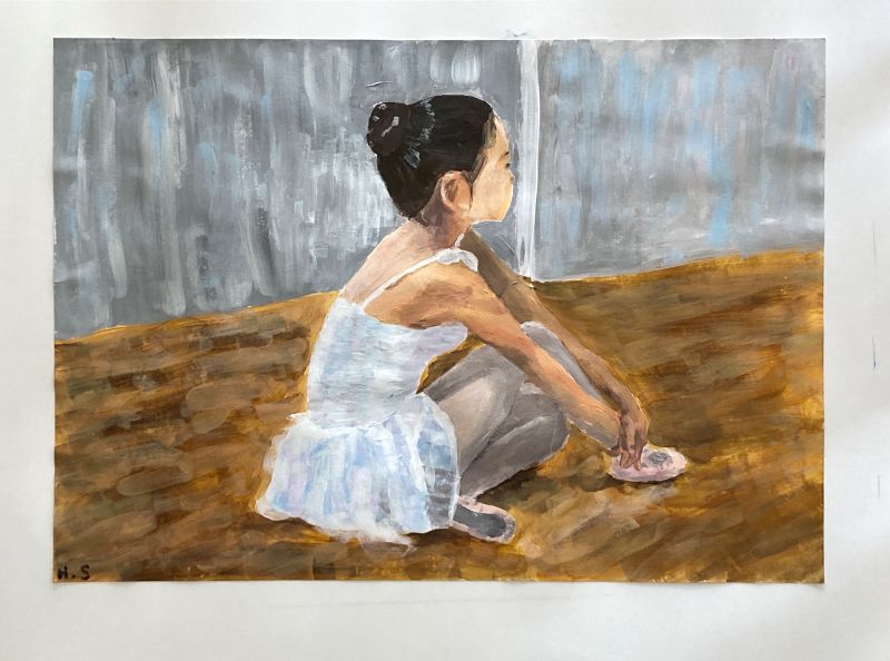 佳作「私のレッスン風景（休憩中）」下田晴