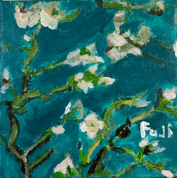 「ゴッホによせて「花咲くアーモンドの木の枝」 」作品画像